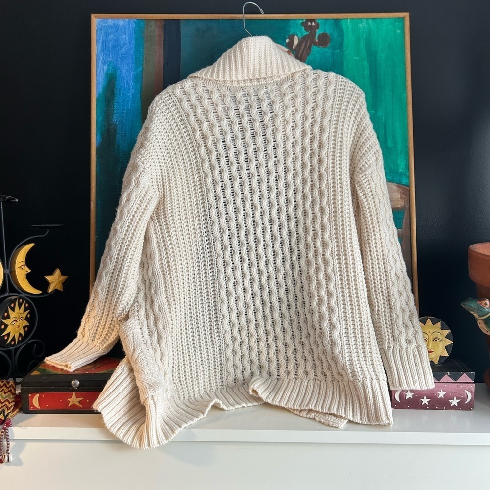 American Eagle Outfitters Cream Cable Knit Cardigan Sweater - Picture 2 of 14